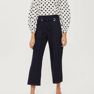 Topshop Cropped Tie Pants -Indigo-W30 (fits 28-29)